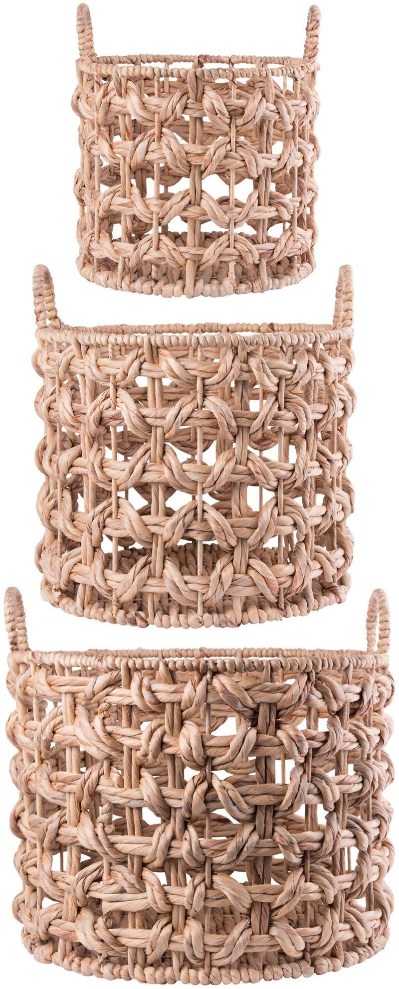 Natural water hyacinth basket with thickened wicker handle