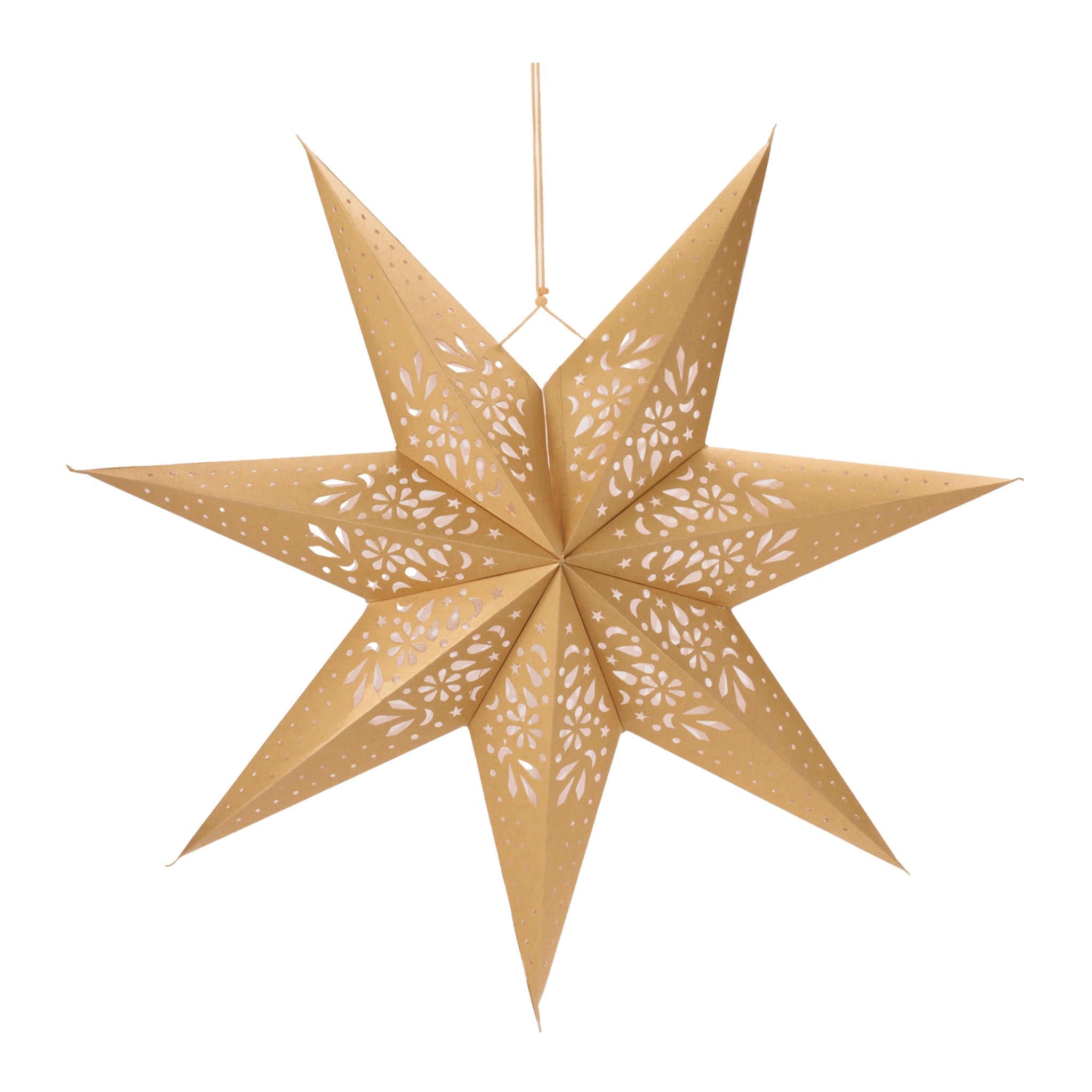 Paper star ornament with shimmering finish in festive holiday decor