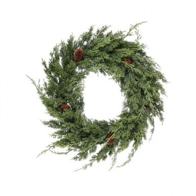 24" Real Touch Cedar Wreath with Cone