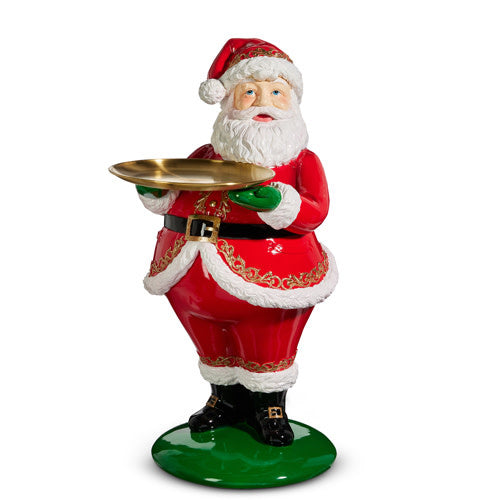 Resin Santa Butler figurine with iron frame standing 24 inches tall in a festive silhouette.