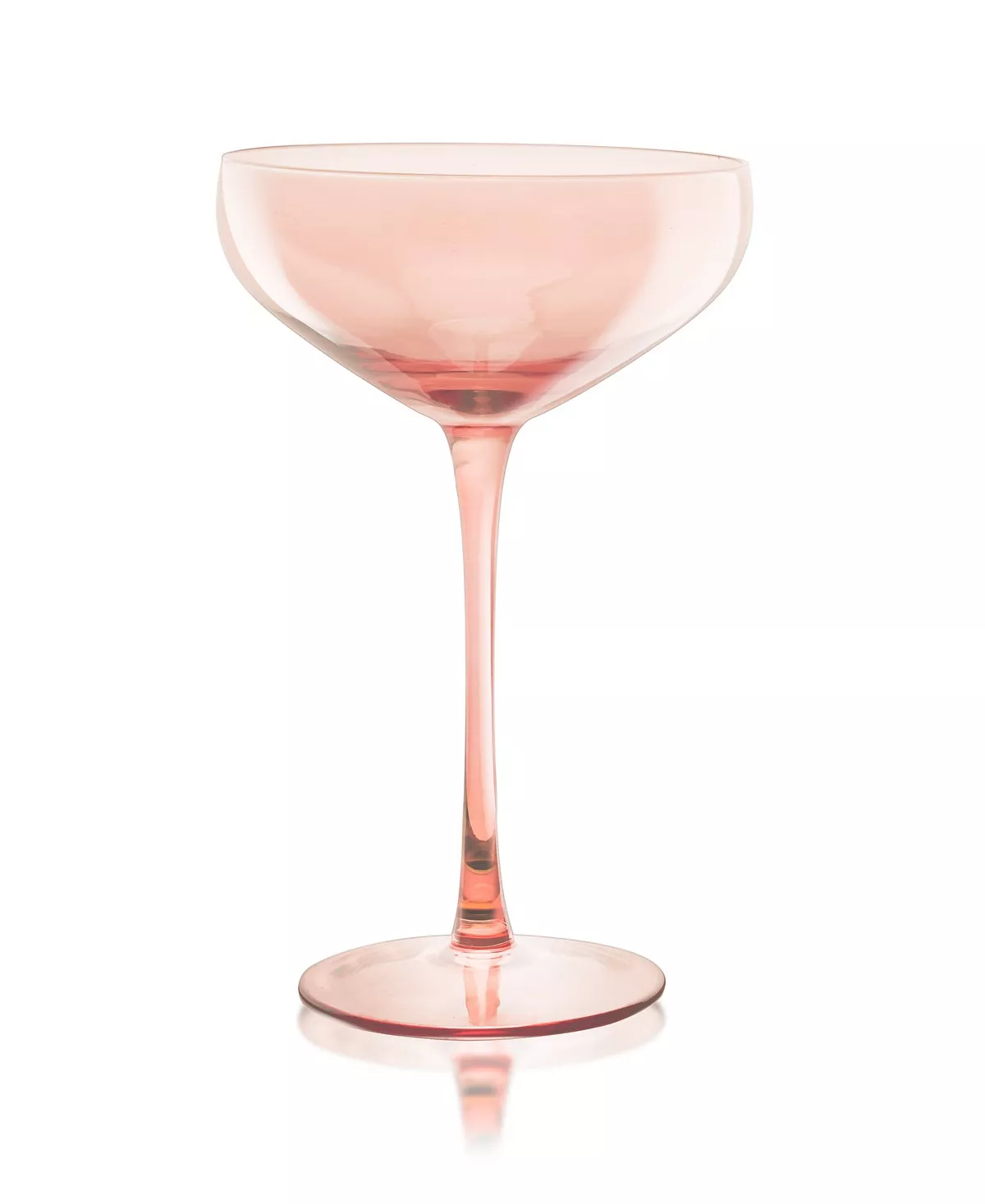 Hand-blown Carnival Coupe glass with colorful swirls in a classic martini silhouette.