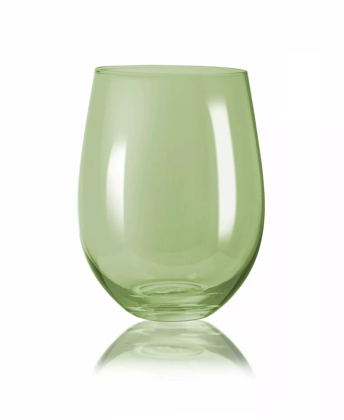 Carnival stemless wine glass in clear glass with a wide bowl silhouette.