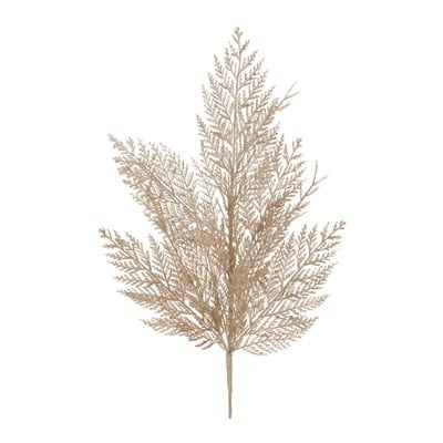 A 25.5-inch tall artificial cedar spray in a metallic gold finish with a delicate, feathery texture.