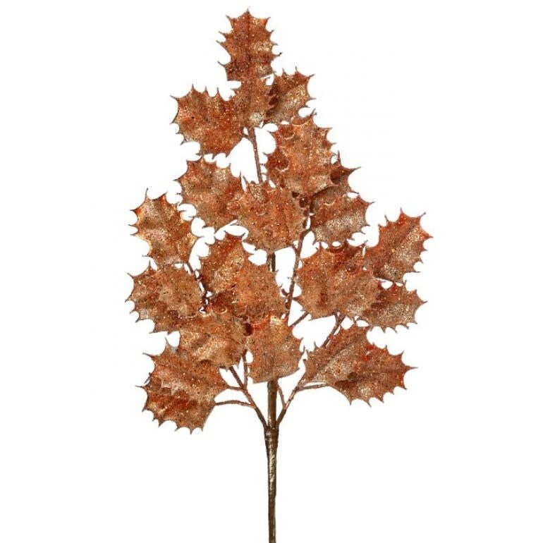 26” Metallic Beaded Holly Spray