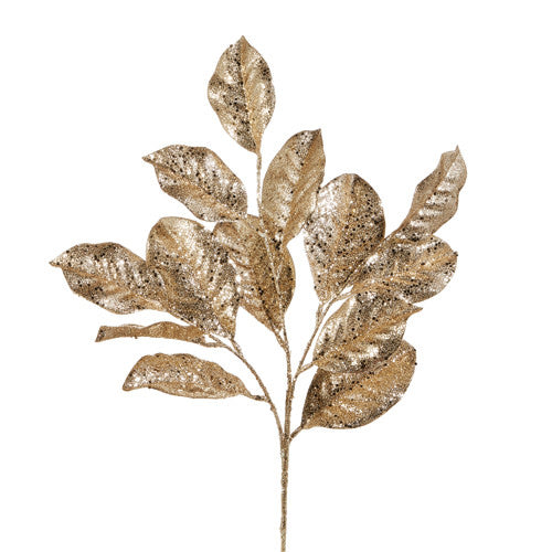 27" Gold Magnolia Leaf Stem