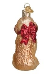 3.25-inch white ceramic ornament shaped like a Cockapoo puppy with floppy ears and curly tail.