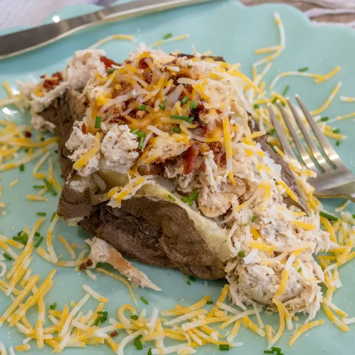 Crockstar Thunder Chicken creamy ranch-style meal in a white bowl with garnish