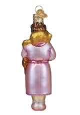 Cat Lady Ornament figurine showing a woman with feline companions in neutral tones