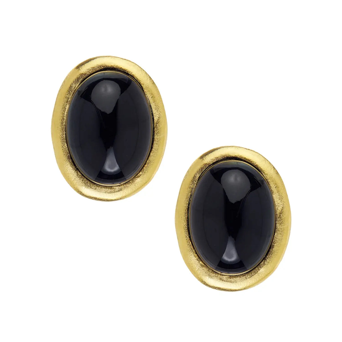 Caroline Studs earring with a richly-colored genuine stone cabochon in a triple-plated 24K gold setting.
