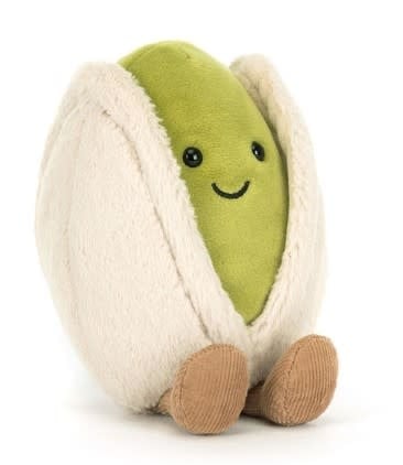 Amuseables Horatio Pistachio plush toy in pistachio green polyester with a hard eye and seated silhouette.