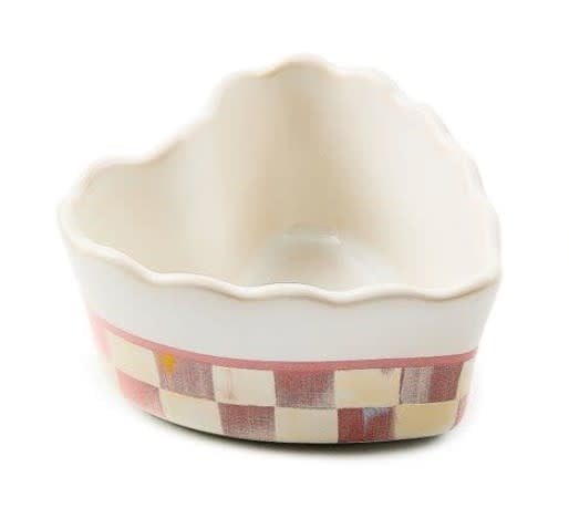 Rosy check stoneware ramekin with heart-shaped rim