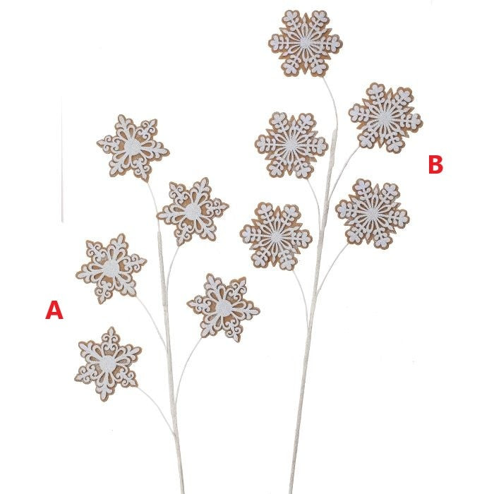 30-inch gingerbread-style snowflake spray with white icing-like accents on a brown base.