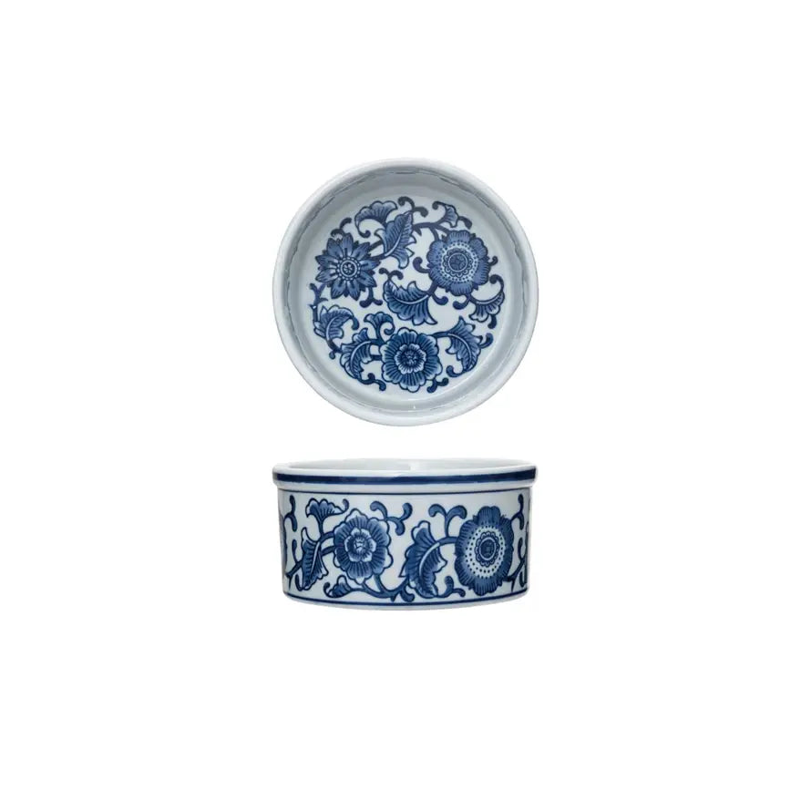 30 oz. Cup Stoneware Pet Bowl with Floral Design