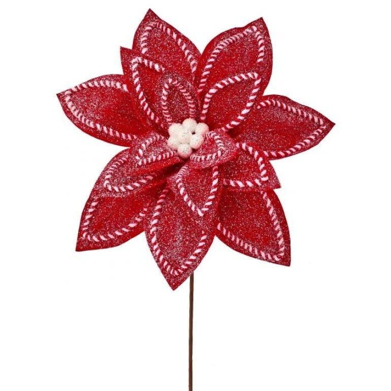 30" Sugar/Spice Poinsettia Stem