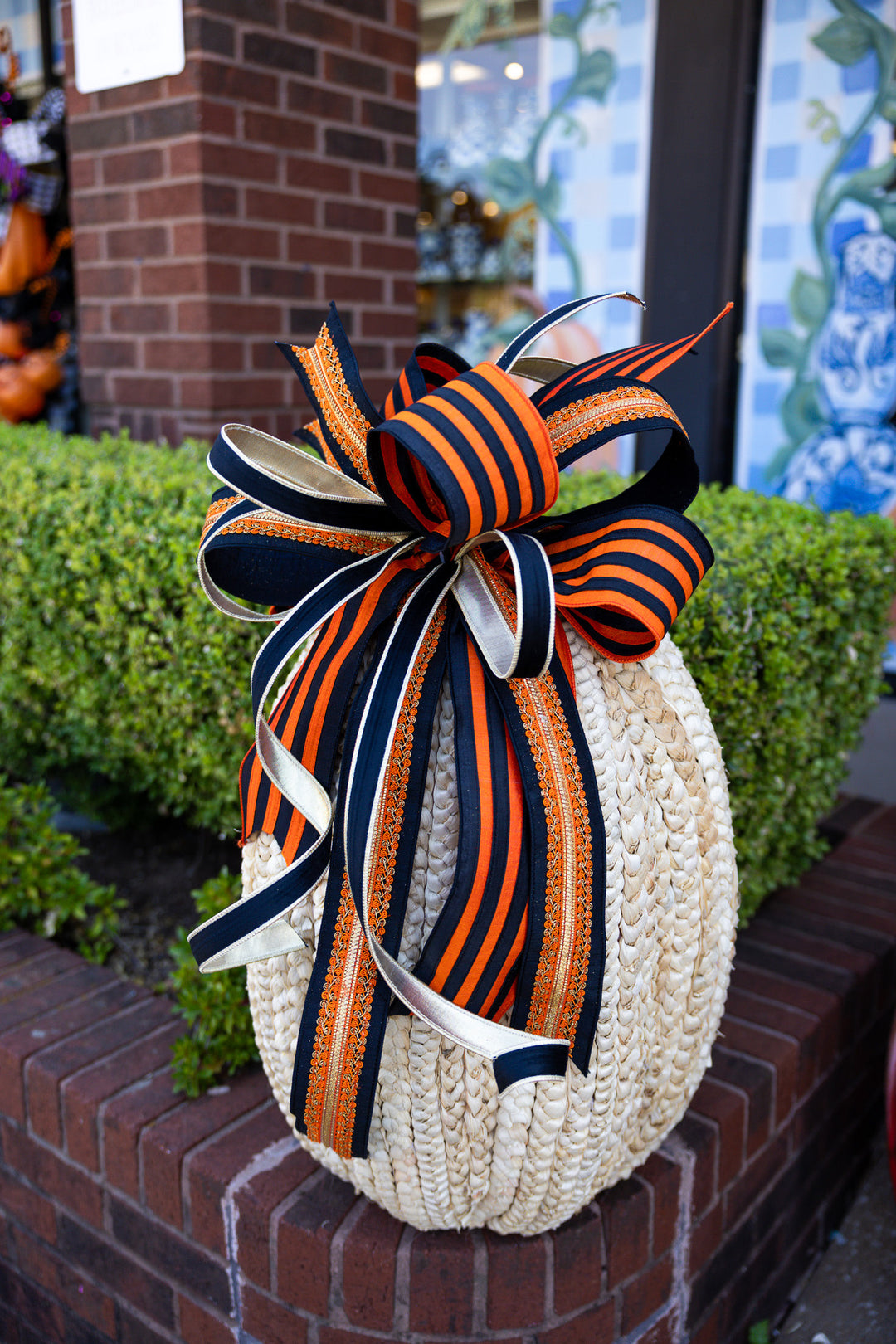 Orange & Black Striped Bow