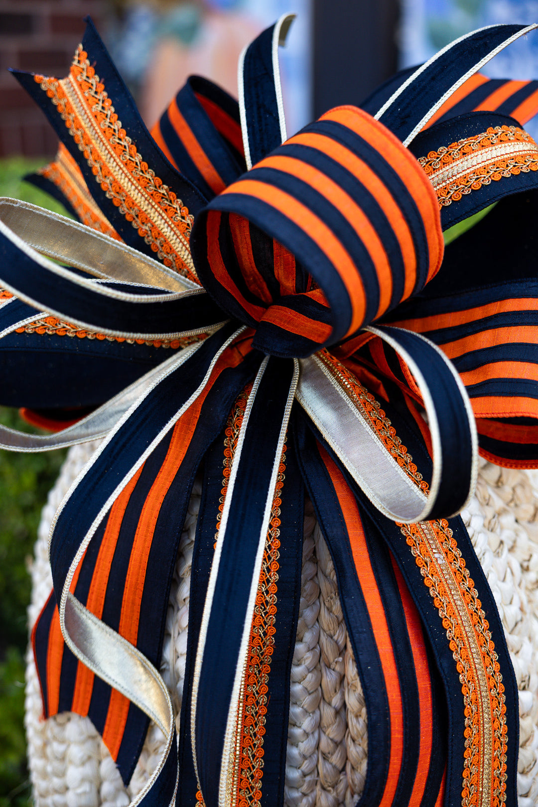 Orange & Black Striped Bow