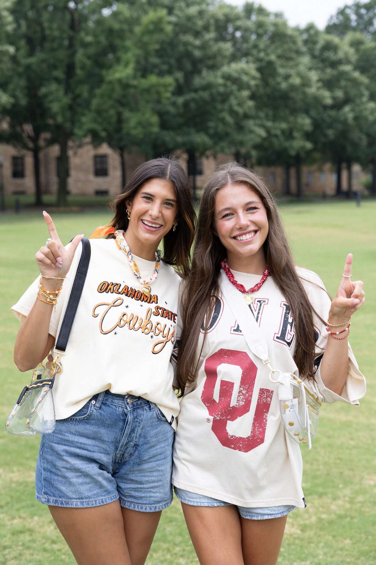 Oversized white cotton Celine Oklahoma Southern Split graphic tee with screen print design.