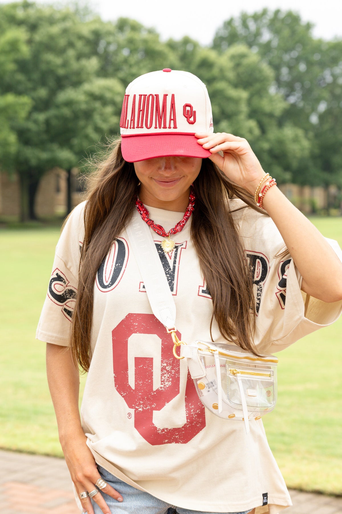 Okla Saturday STR Canvas Trucker Hat in black with a mesh back panel.