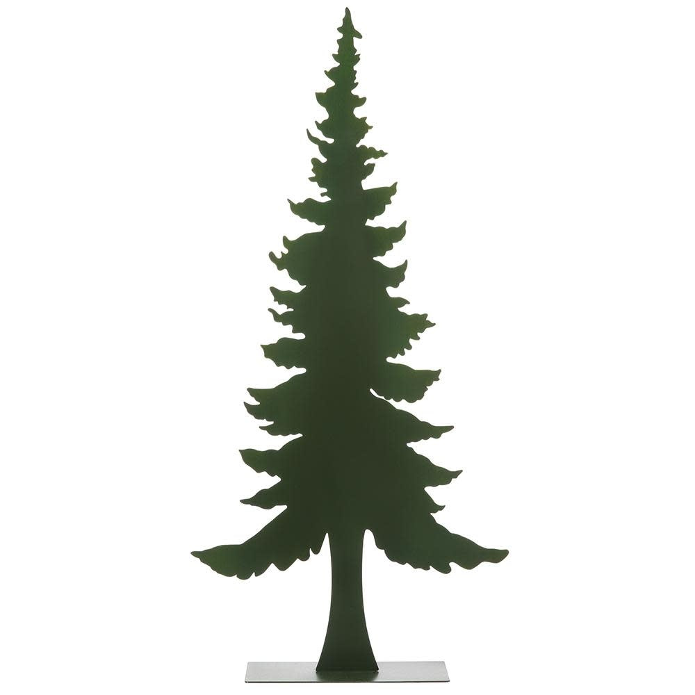 A 32.25-inch tall, dark green metal tabletop tree with a minimalist, flat silhouette.