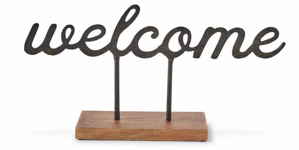 WELCOME -SENTIMENT CAST IRON SITTER