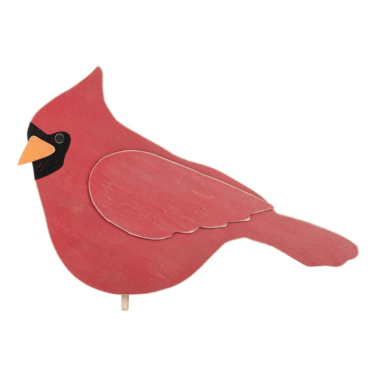 Red Bird Topper decorative piece with a bird silhouette on a wooden welcome board stand.