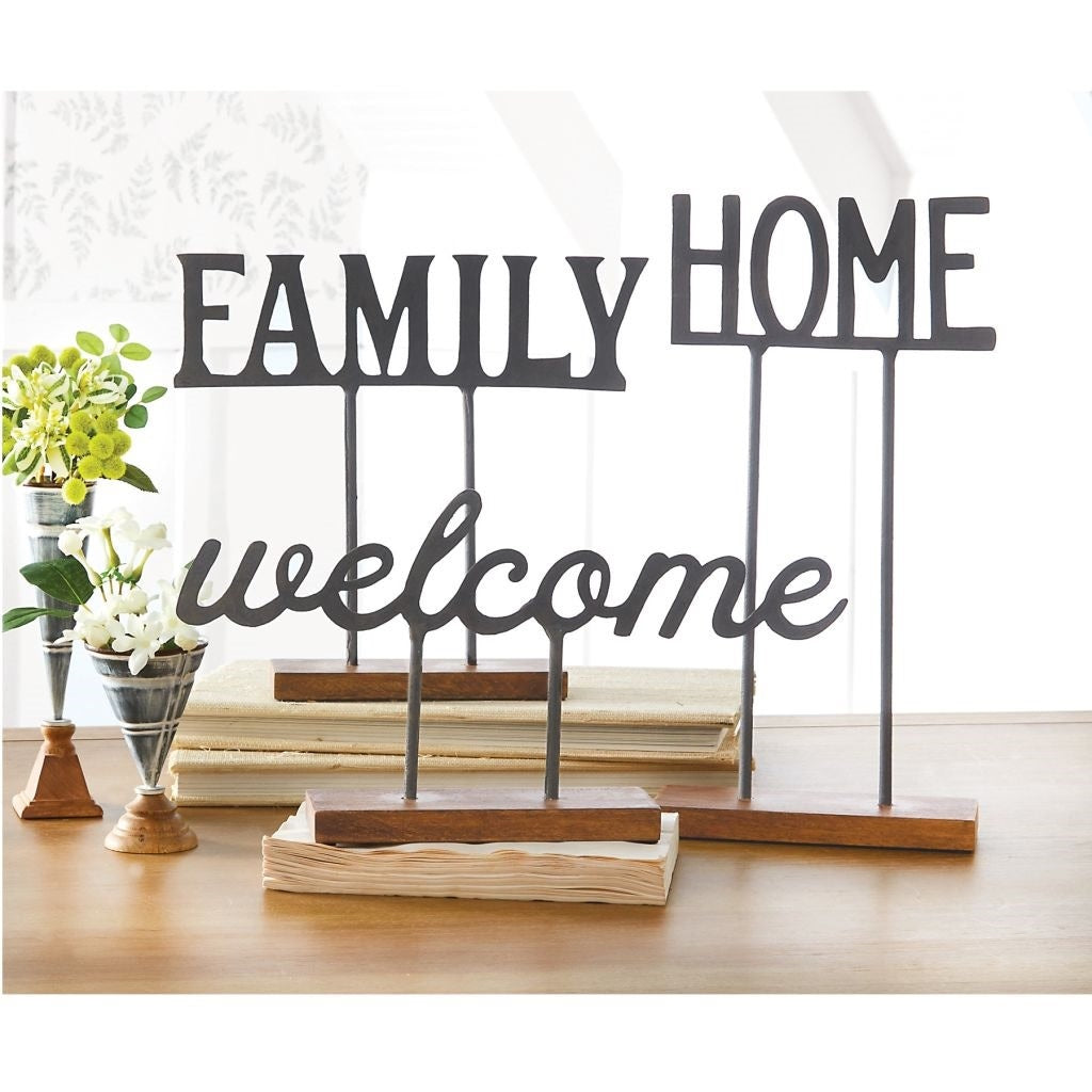 WELCOME -SENTIMENT CAST IRON SITTER