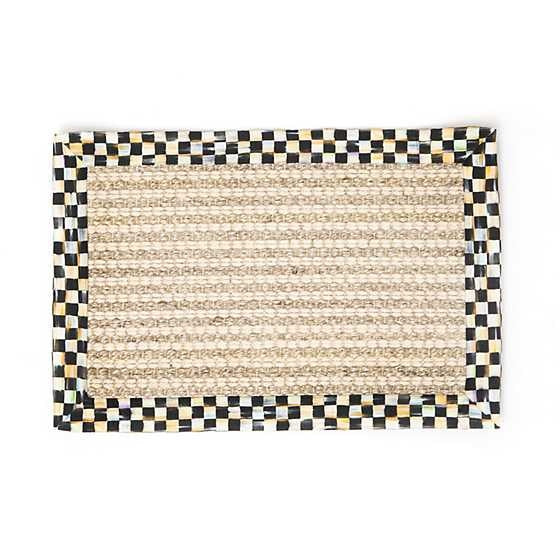 A rectangular Courtly Check Cable Wool Sisal rug featuring a printed canvas border with signature checks and a durable sisal wool blend.