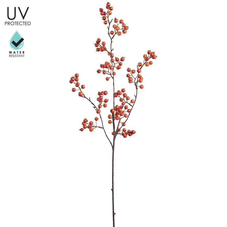 36-inch orange two-tone berry spray with UV-protected foam berries on a wire stem.