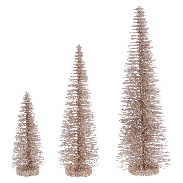 Small PVC bottle brush tree with green bristles designed to touch up Christmas decorations.