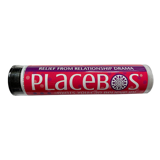 Three tubes of Relationship Drama Placebos Mints with included advice scrolls.