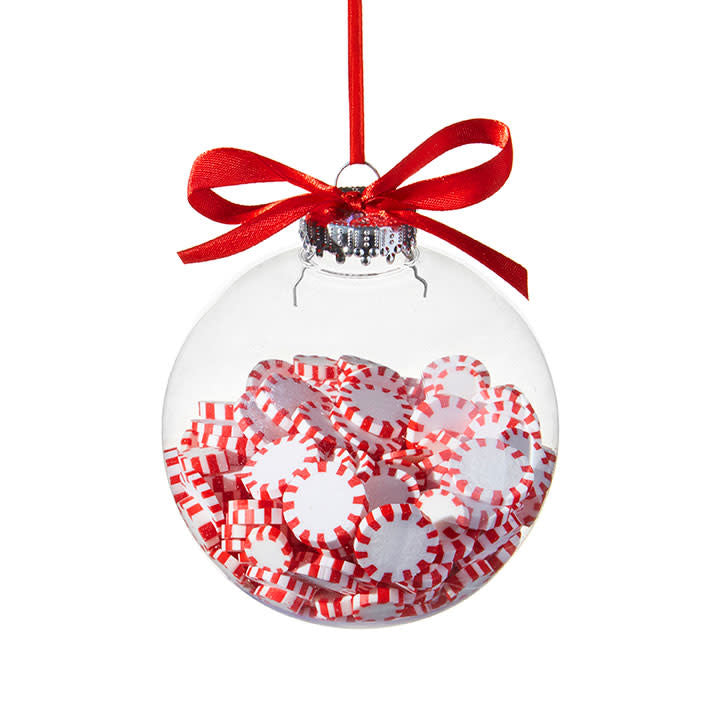 4" Peppermint Filled Ball Ornament