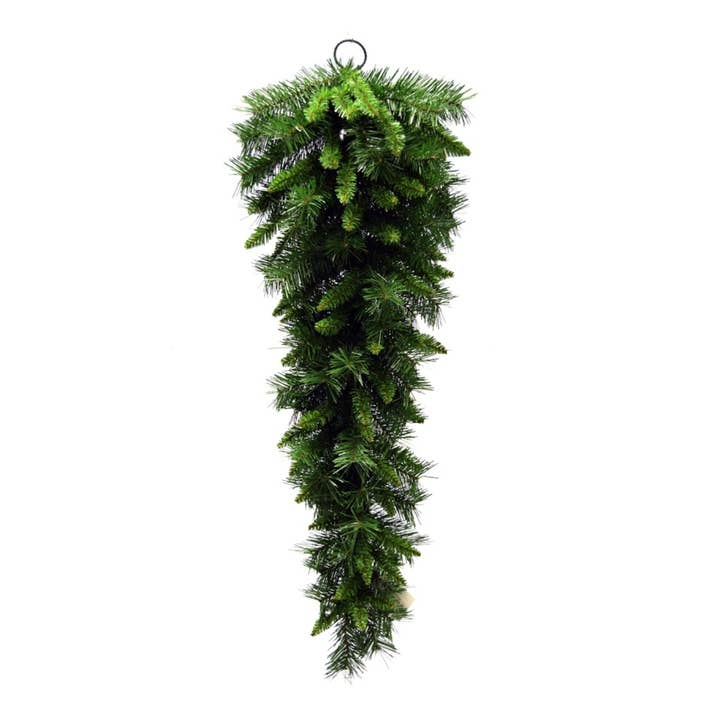 38-inch mixed pine Christmas teardrop swag with 120 tips and a hanging loop at the top.