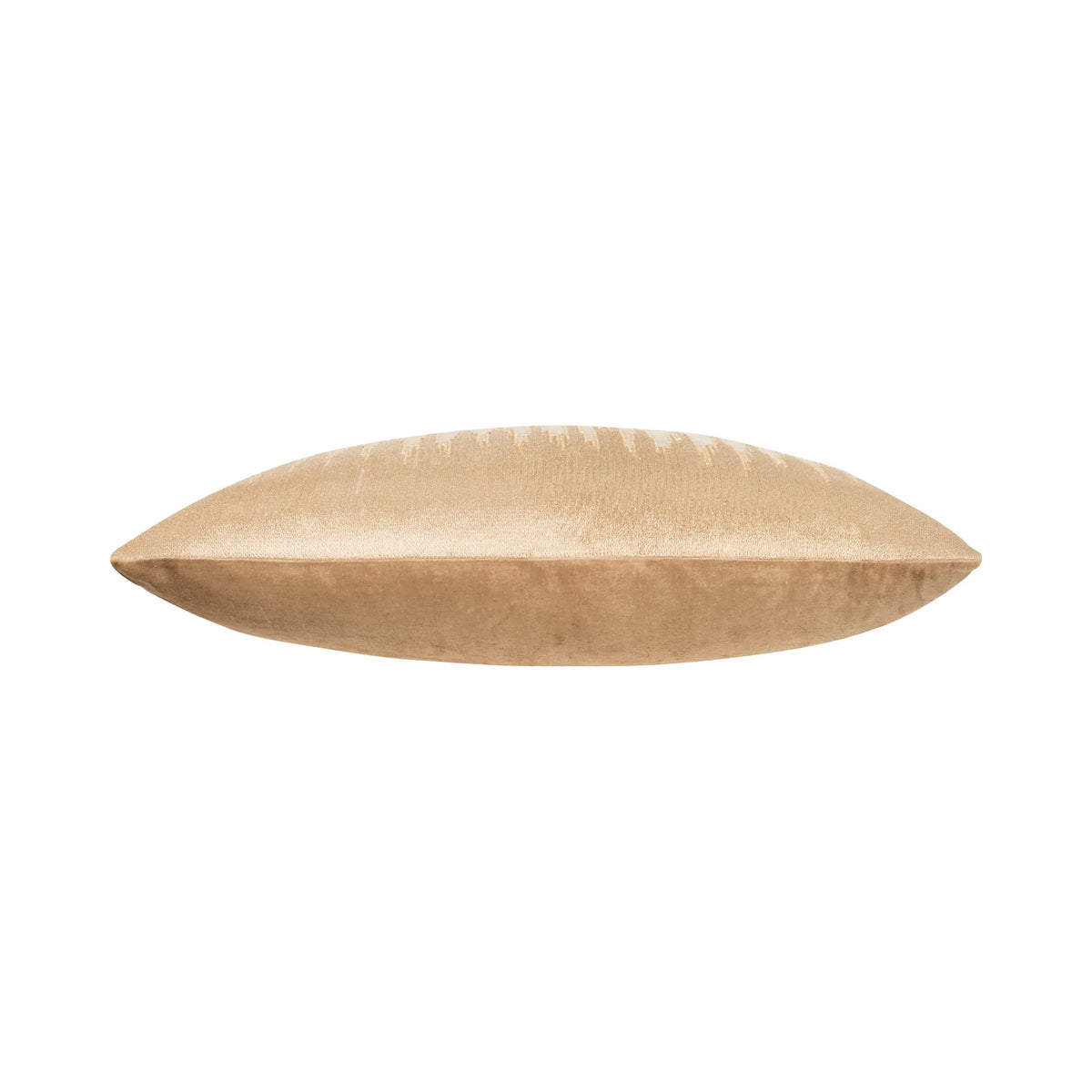 Sayra stone velvet pillow in beige with abstract gold embroidery thread