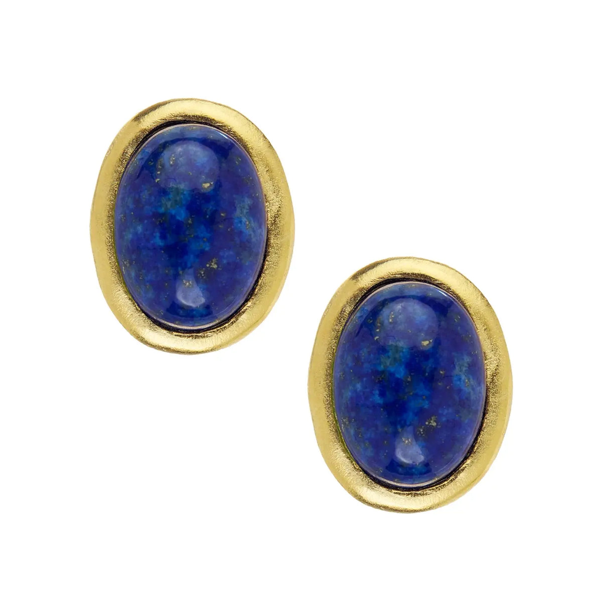 Caroline Studs earring with a richly-colored genuine stone cabochon in triple-plated gold.