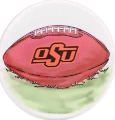 Ceramic Oklahoma State coaster with cork base featuring team logo