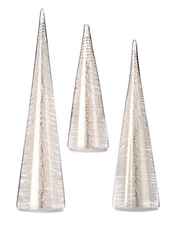 Silver bristle tree decoration with glass base