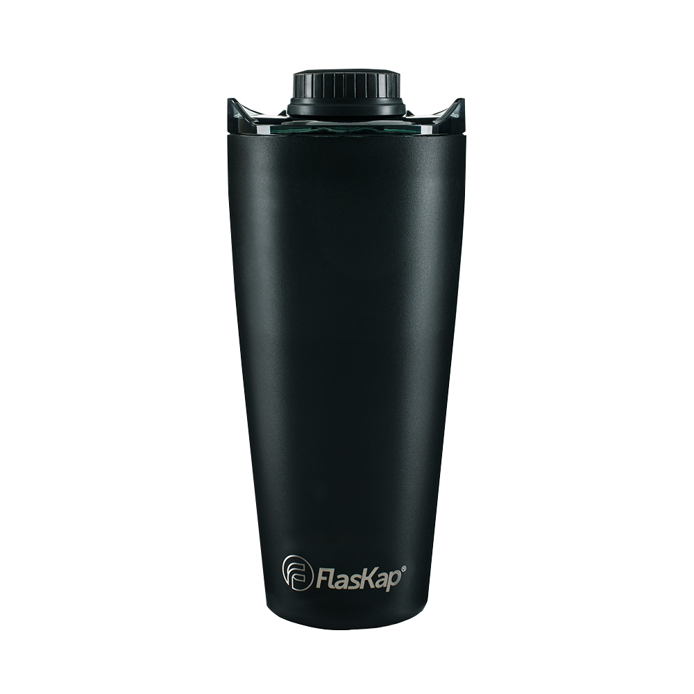 Volst 30 tumbler with straighton finish in dark color featuring a threaded bottle cap lid and internal fill line.