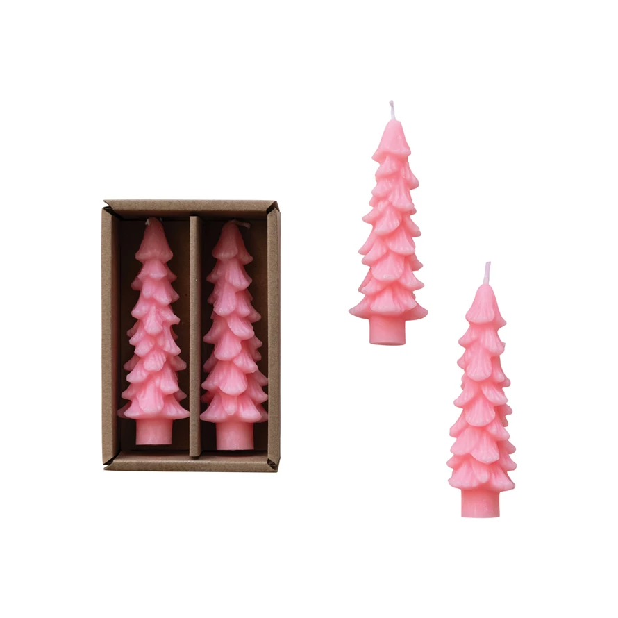 4-3/4"H Unscented Tree Shaped Tapers, Pink