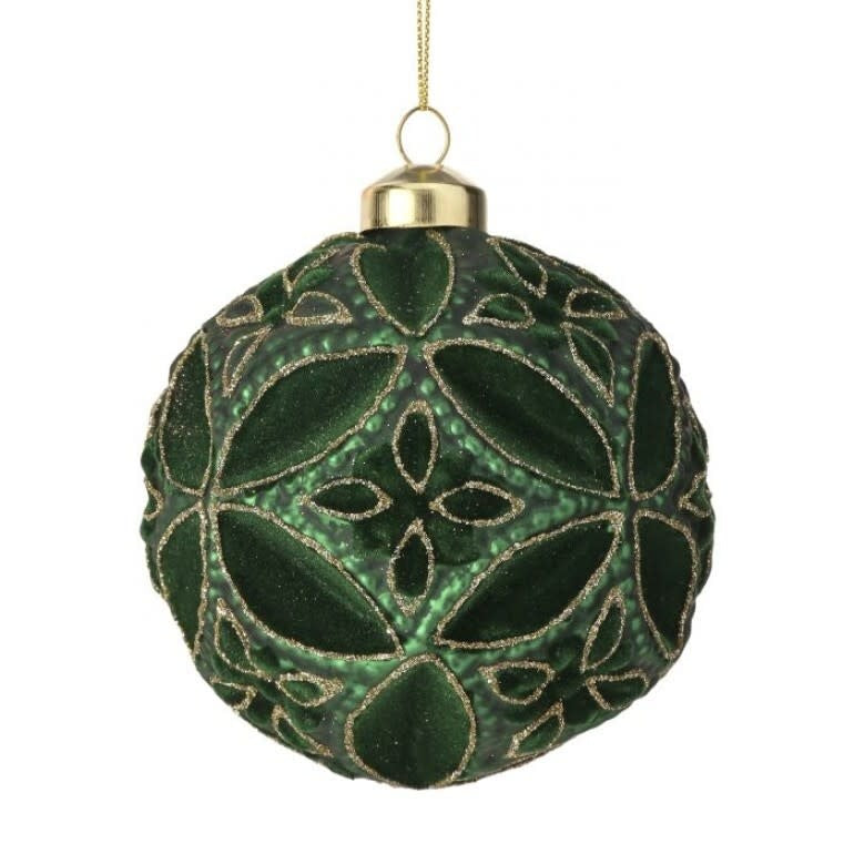 4" Glass Fleurette Glitter Ornament