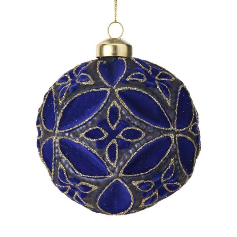 4" Glass Fleurette Glitter Ornament