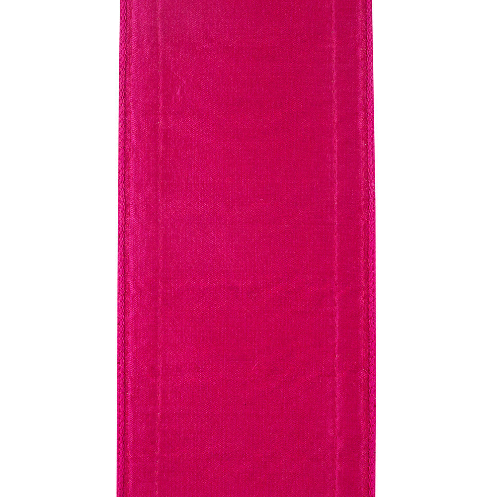 4-inch wide fuchsia ribbon with a textured braid pattern and wired edges.