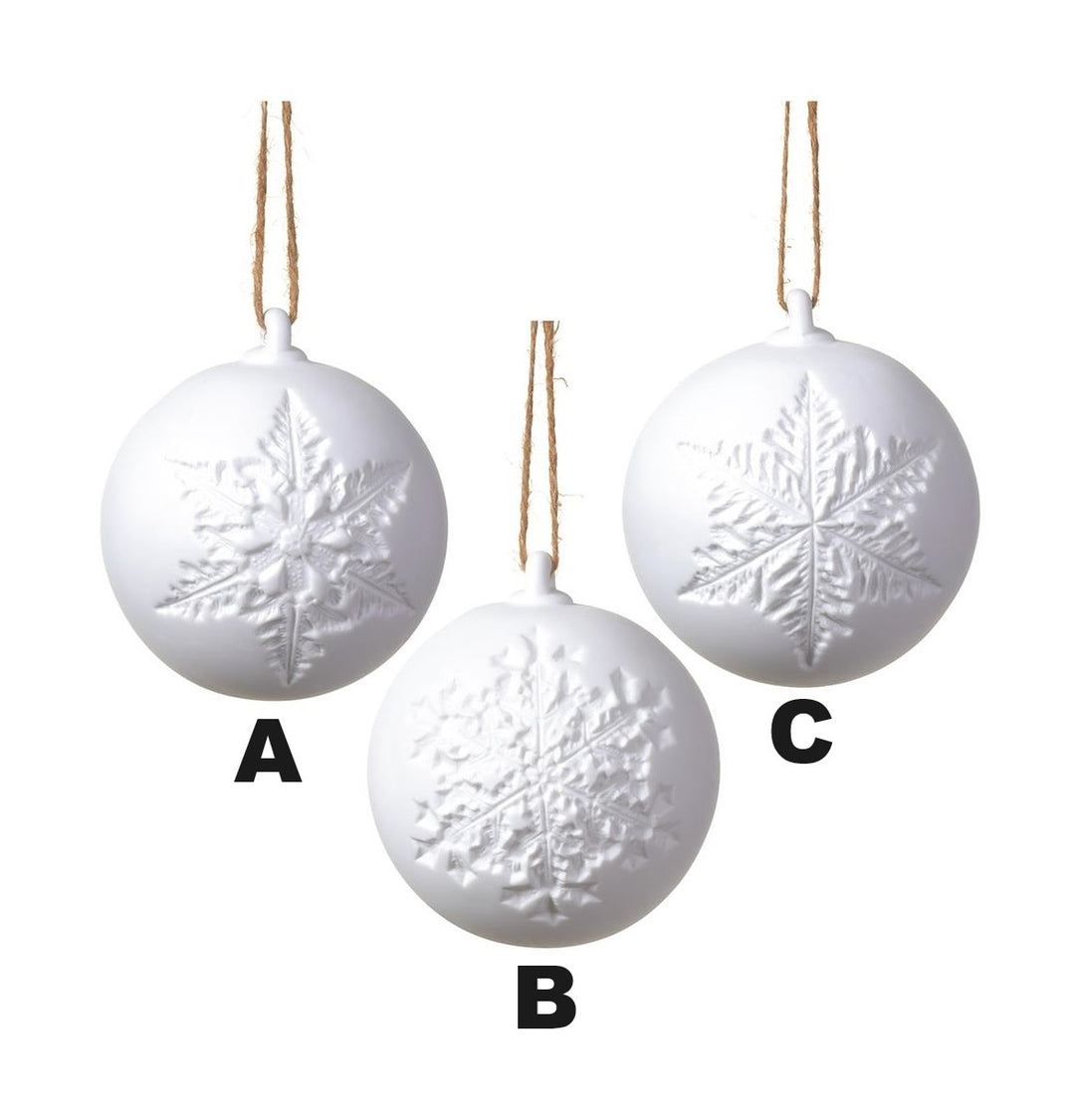 4” Snowflake Ball Ornament White