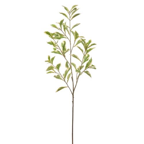 40-inch artificial leaf branch with soft green polyester leaves featuring subtle veining on a flexible stem.