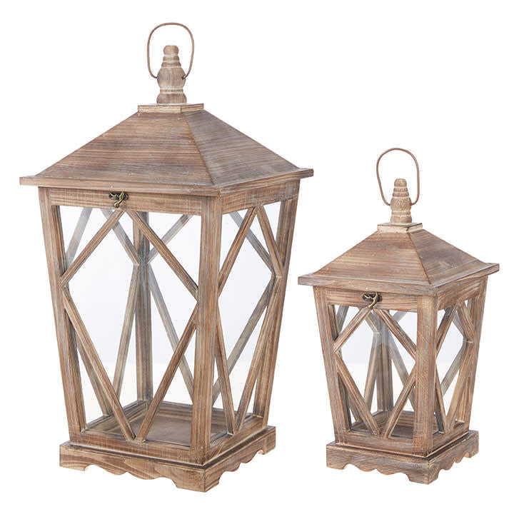 Light Wood Square Lantern