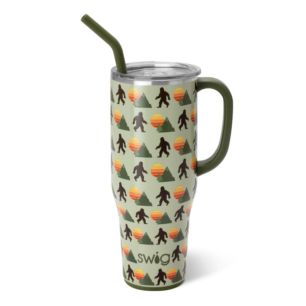Wild Thing colored stainless steel insulated mug with comfort-grip handle and flexi-tip straw.