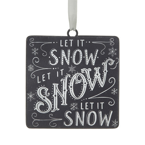 Double-sided iron disc ornament with a snowflake cutout design.