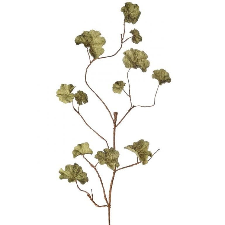 42-inch green plastic vine with realistic autumn geranium leaf pattern