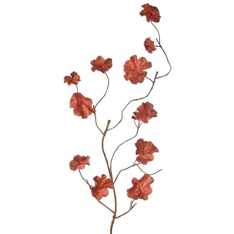 42-inch artificial autumn geranium leaf vine in green plastic with realistic fall foliage pattern