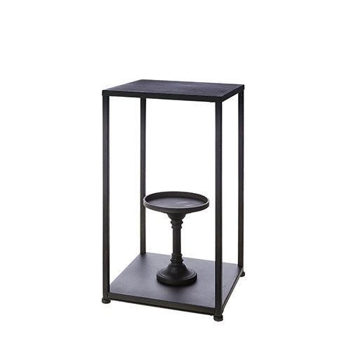 Buffet lamp with brushed brass iron frame, crystal base, off-white linen drum shade