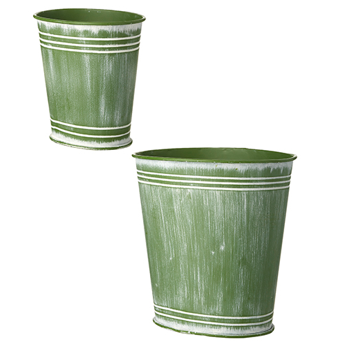 Whitewashed Green Bucket